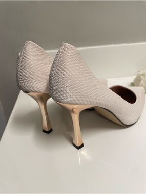 Beginning Boutique Pale Blush Textured Kitten Heels